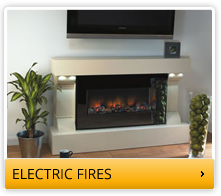 electric fireplace with ornament plants and wood flooring